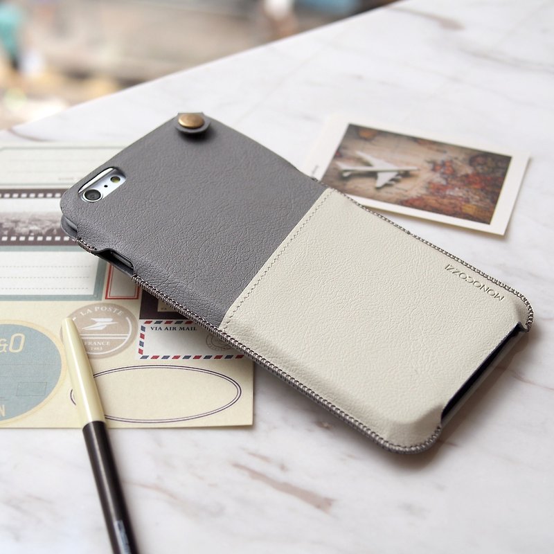 POSH | SOFT LEATHER POUCH FOR IPHONE 6/6S Plus - Grey - Phone Cases - Genuine Leather Gray