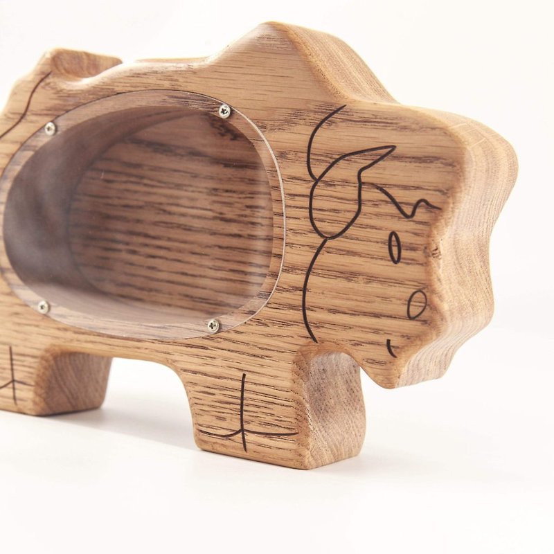 Bizon coin bank for kids, Customized gift for kids, piggy bank, wooden animal - Coin Banks - Wood 