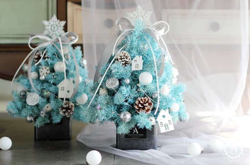 Christmas flower gift/Non-fading flower series/Non-fading blue snowflake Christmas tree - ตกแต่งต้นไม้ - พืช/ดอกไม้ หลากหลายสี