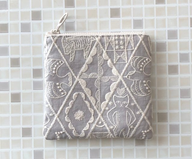 Storage bag handmade mini pouch popular pattern light gray mina