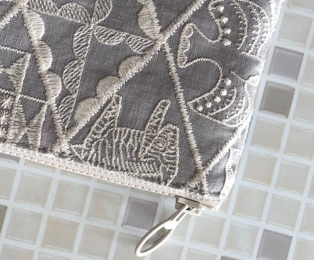 Storage bag handmade mini pouch popular pattern light gray mina