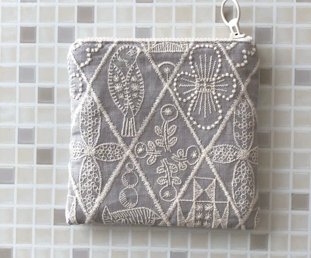 Storage bag handmade mini pouch popular pattern light gray mina