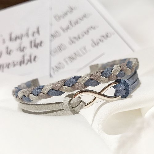 Anne Handmade Bracelets 安妮手作飾品 Infinity 永恆 手工製作 雙手環-藍灰