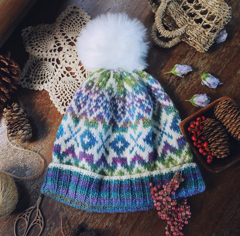 ChiChi Handmade-European Style Snow Globe Ball-Knitted Woolen Hat - Hats & Caps - Wool Multicolor