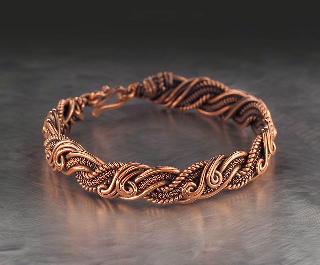 Wire wrapped pure copper bracelet for him or her Unique stranded wire  bracelet - Shop Wire Wrap Art Bracelets - Pinkoi