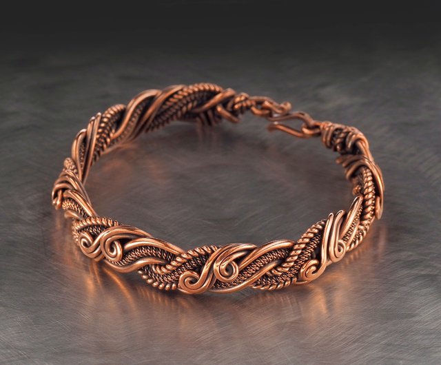 Wire Copper Bangle  Narrow wire wrapped pure copper bracelet – Juccini