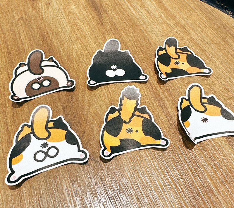 Cat back probe butt waterproof stickers Waterproof stickers - สติกเกอร์ - วัสดุกันนำ้ สีเหลือง