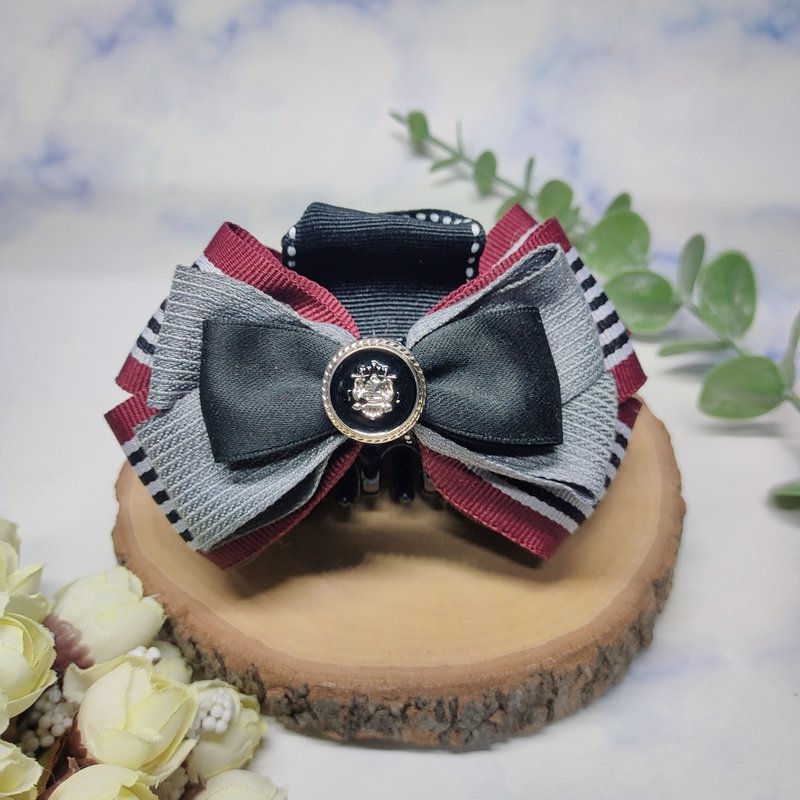 黑色條紋-抓夾鯊魚夾香蕉夾彈簧夾 - 髮夾/髮圈 - 棉．麻 灰色