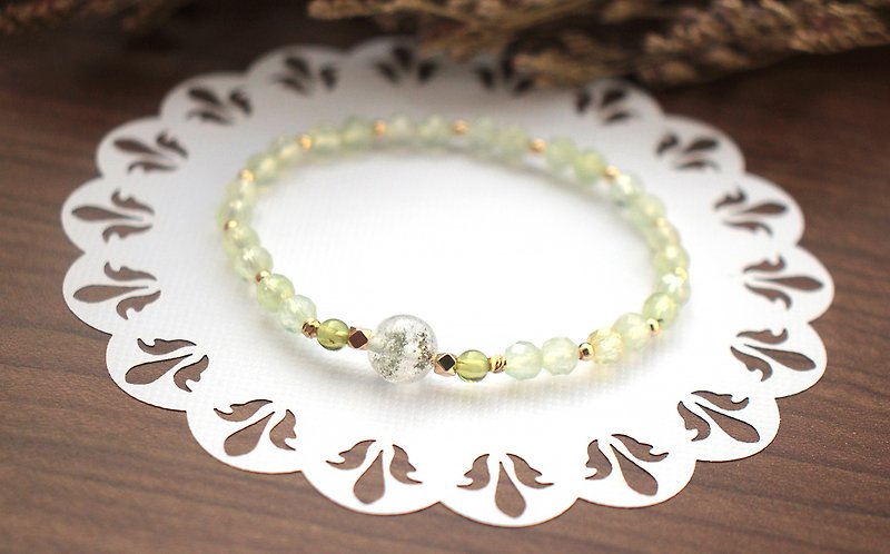 Crystal bracelet | With prehnite | Green Stone| Stone| Rich green - Bracelets - Crystal Green