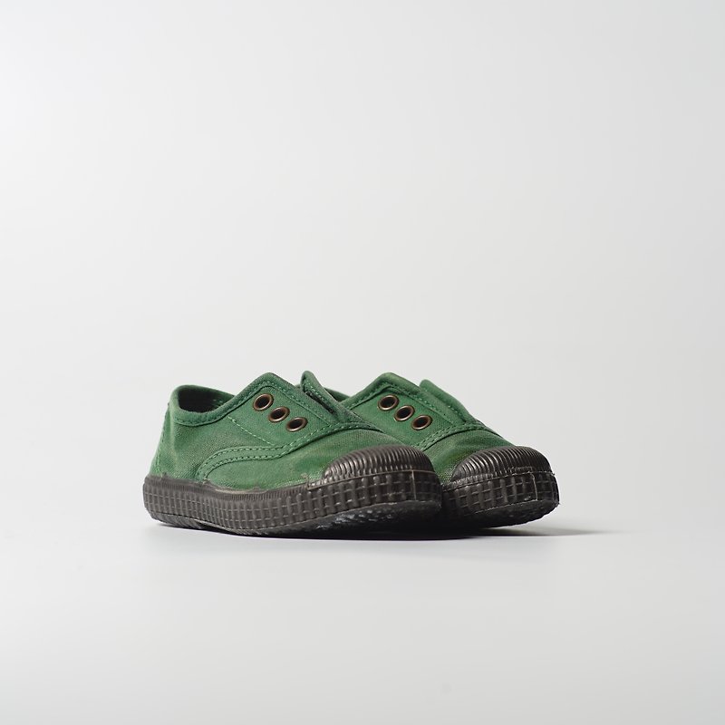 西班牙國民帆布鞋 CIENTA U70777 60 綠色 黑底 洗舊布料 童鞋 - 童裝鞋 - 棉．麻 綠色