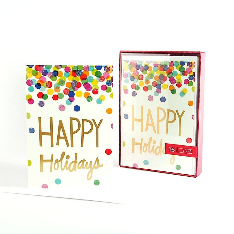 Happy Holidays Christmas Box Cards 16 pieces [Hallmark-Card New Year Series] - การ์ด/โปสการ์ด - กระดาษ หลากหลายสี