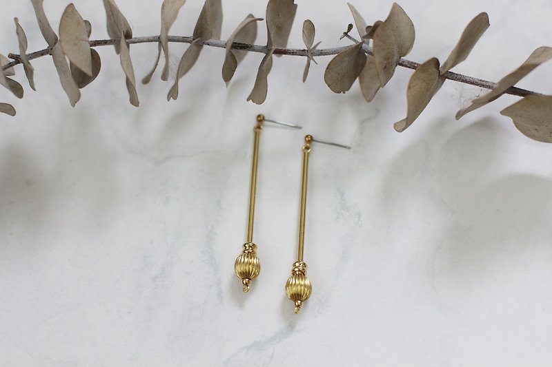 Moroccan style Bronze pumpkin bead earrings - Earrings & Clip-ons - Copper & Brass Yellow