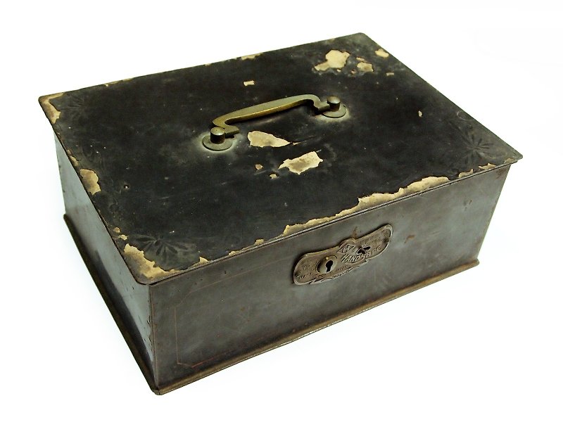 Showa Period Insurance ancient metal box - Storage - Other Metals Black