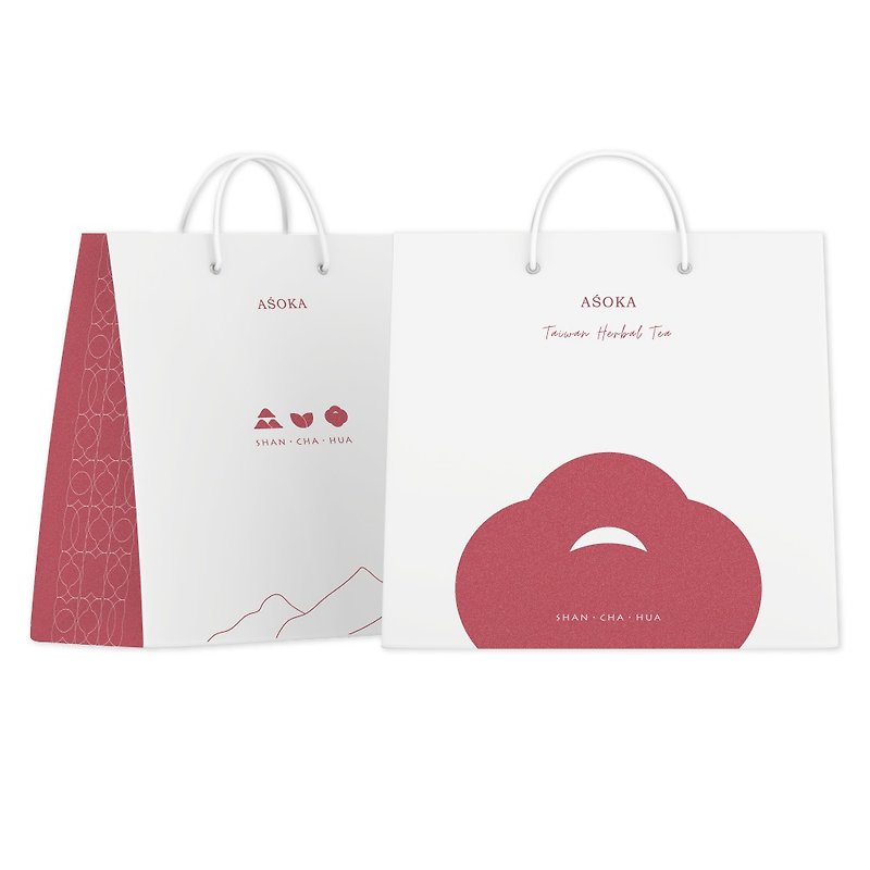 ASOKA camellia gift box exclusive bag gift box decaffeinated herbal tea gift paper bag environmental protection - トート・ハンドバッグ - 紙 ピンク