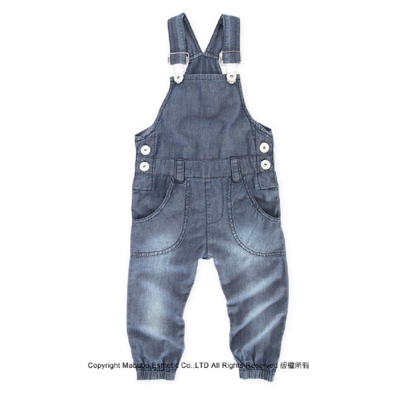 Nordic Kids Swedish Organic Cotton Suspenders – 4 to 5 Years Old Washed Blue - กางเกง - ผ้าฝ้าย/ผ้าลินิน สีน้ำเงิน