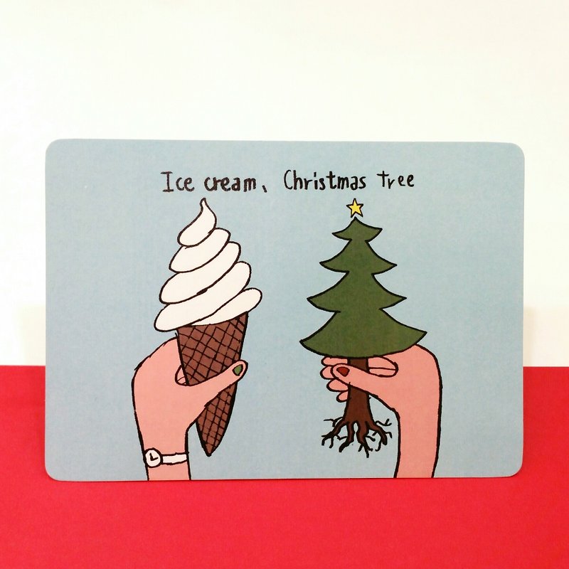 Ice cream, Christmas tree / Christmas Postcard - Cards & Postcards - Paper Multicolor
