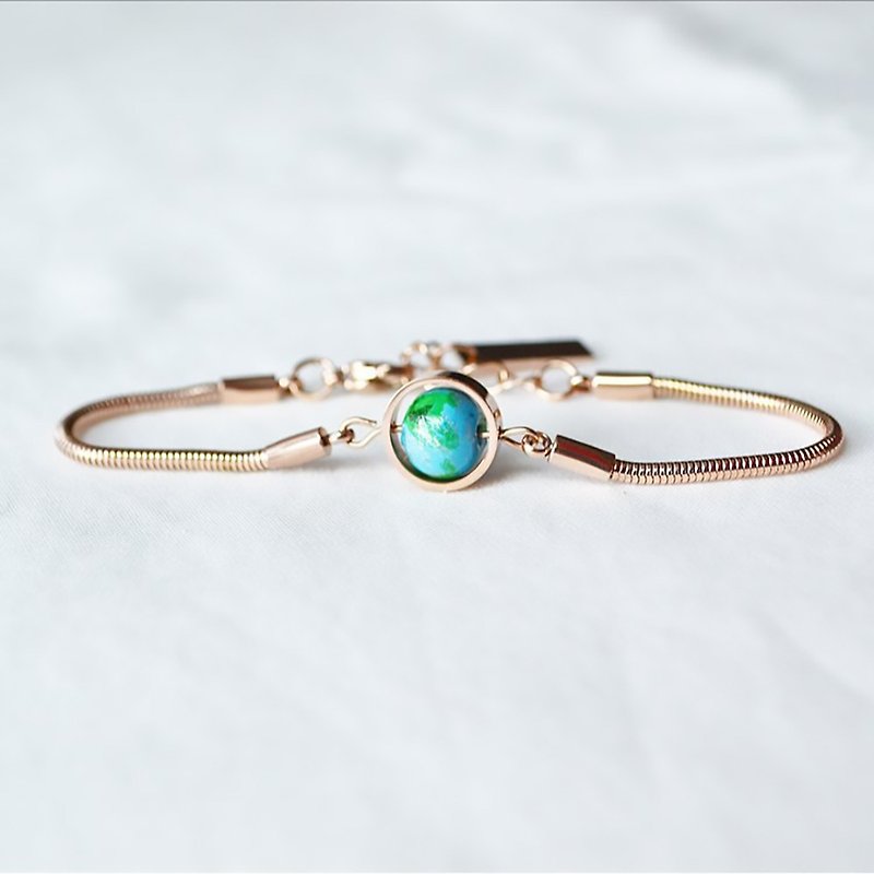 Baby Blue Earth bracelet --  rose gold - Bracelets - Stainless Steel Gold