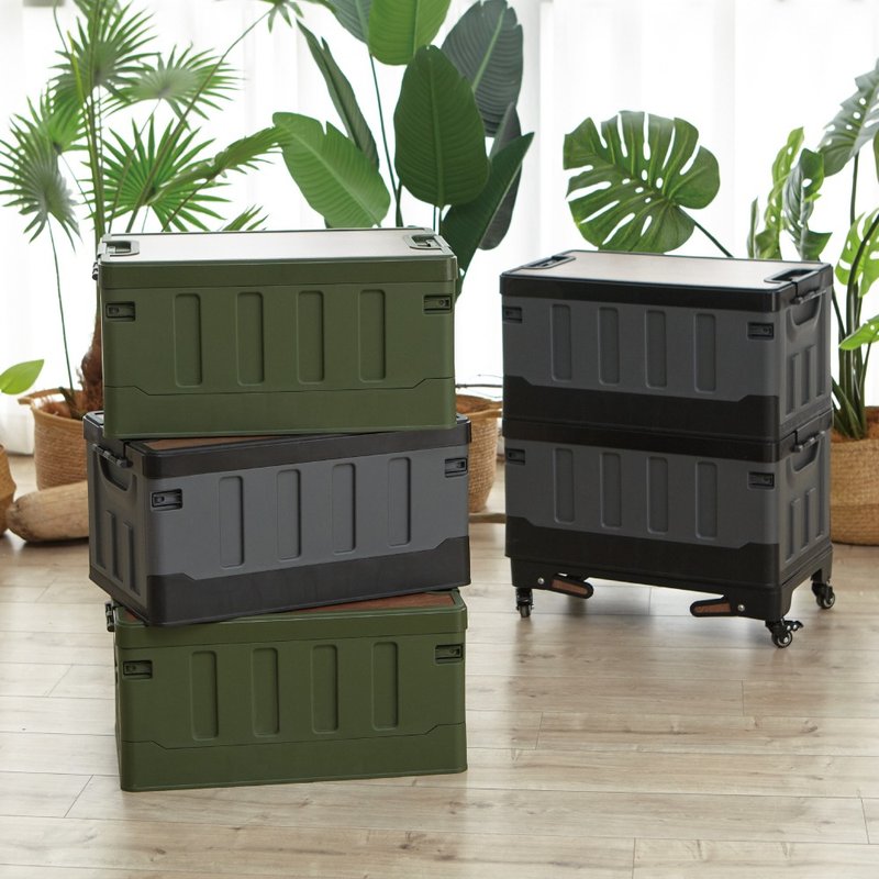 軍風露營摺疊收納箱(軍黑/軍綠) - 露營用品 - 塑膠 綠色