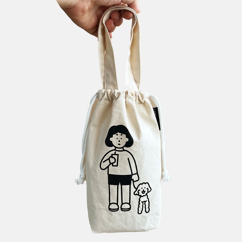Drawstring Tumbler Bag - 水桶袋/索繩袋 - 棉．麻 白色