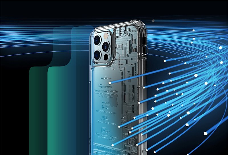 玻璃 手機殼/手機套 透明 - LINKASEAIR 防摔抗菌蝕刻玻璃殼 iPhone12 / 12 Pro 6.1吋 電路板