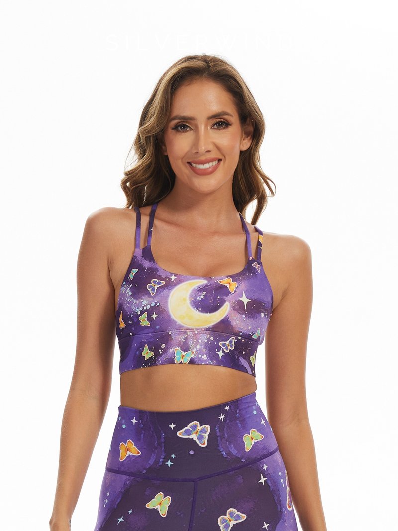 【SILVERWIND】靈蝶幻夢印花高強緊身褲速乾跑步健身瑜伽文胸女 - 運動內衣 - 環保材質 多色