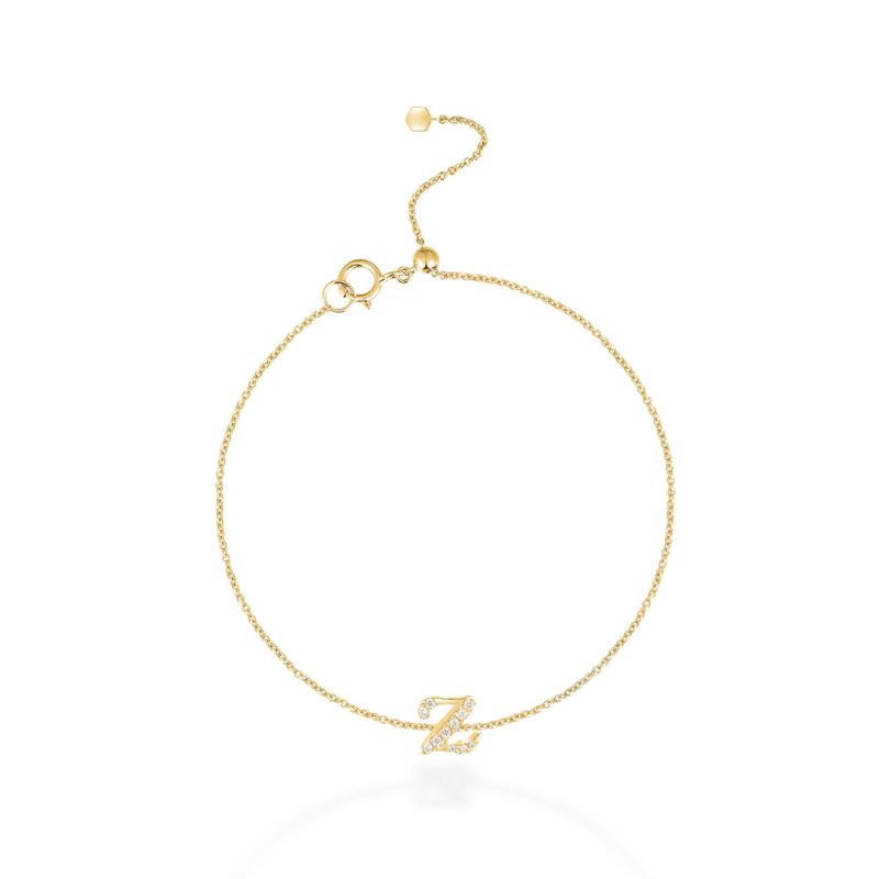 【mori】Z 字母鑽石手鍊 【14k黄金】 - 手鍊/手環 - 鑽石 金色