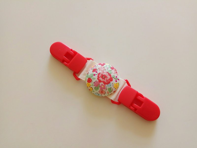 ユニバーサルクリップハンカチ赤い花クリップスタッドクリップ（潔両面パターン、両面使用することができます） - スタイ - コットン・麻 レッド