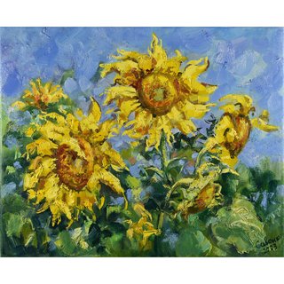 ひまわりの絵印象派オリジナルアートキャンバスオイルフラワーアートワーク向日葵绘画