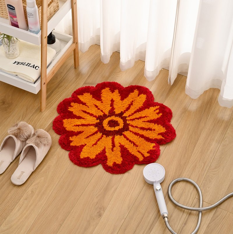 Cute Flowers Tufted Bath Rug Cute Absorbent Non-slip Floor Mat Rug for Barhroom - พรมปูพื้น - เส้นใยสังเคราะห์ หลากหลายสี