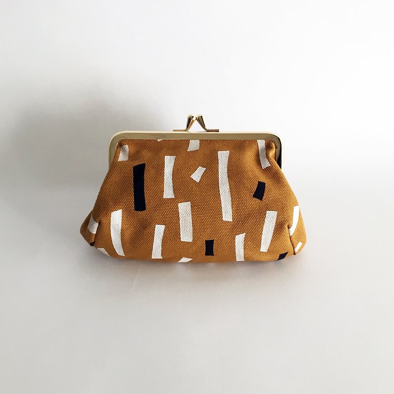 moshimoshi | Hand-held gold bag-ribbon - กระเป๋าเครื่องสำอาง - ผ้าฝ้าย/ผ้าลินิน สีส้ม