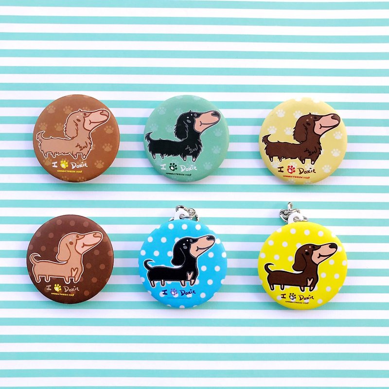 Funny badge/key ring-Dachshund is coming - Badges & Pins - Other Materials Brown