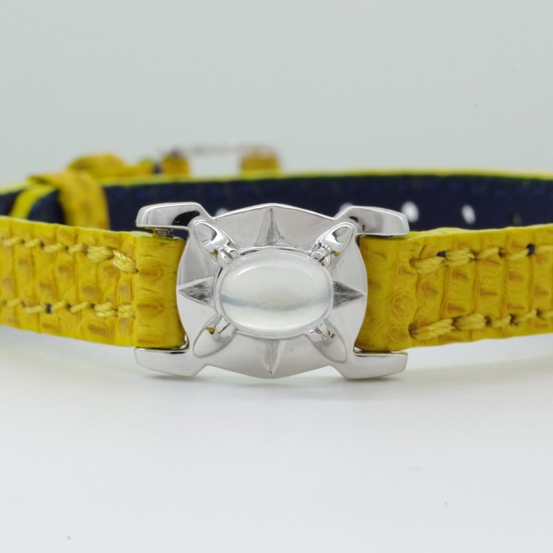 M Leather Royal Blue Moonstone Bracelet - Bracelets - Gemstone Yellow