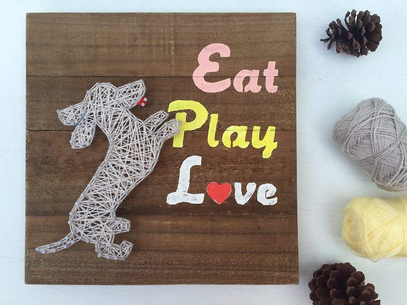 Hair Play Product Creative Decoration Eat Play Love Dachshund Creative Wood Customized Gift - Items for Display - Wood Brown