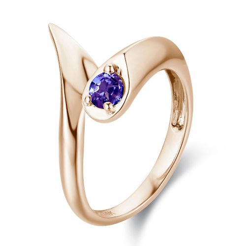 Majade Jewelry Design 坦桑石訂婚戒指-14k黃金另類求婚戒指-哥特植物結婚戒指-環繞戒指