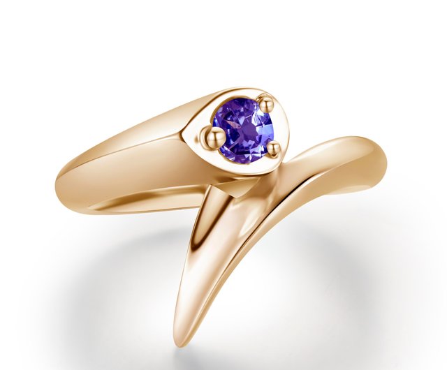 石婚約指輪 - 14K イエロー ゴールド 代替婚約指輪 - ゴシック