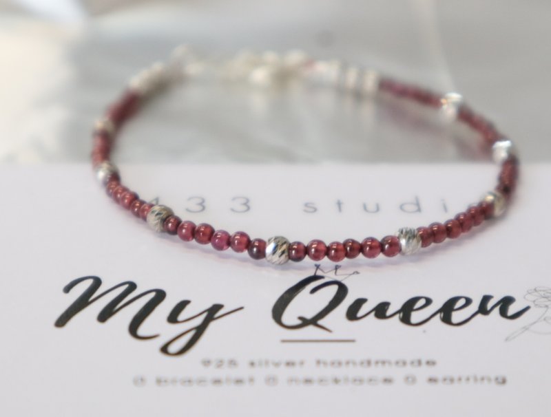 Stone January Birthstone-925 SILVER Stone 2.5mm-Delicate Bracelet - Bracelets - Semi-Precious Stones Red