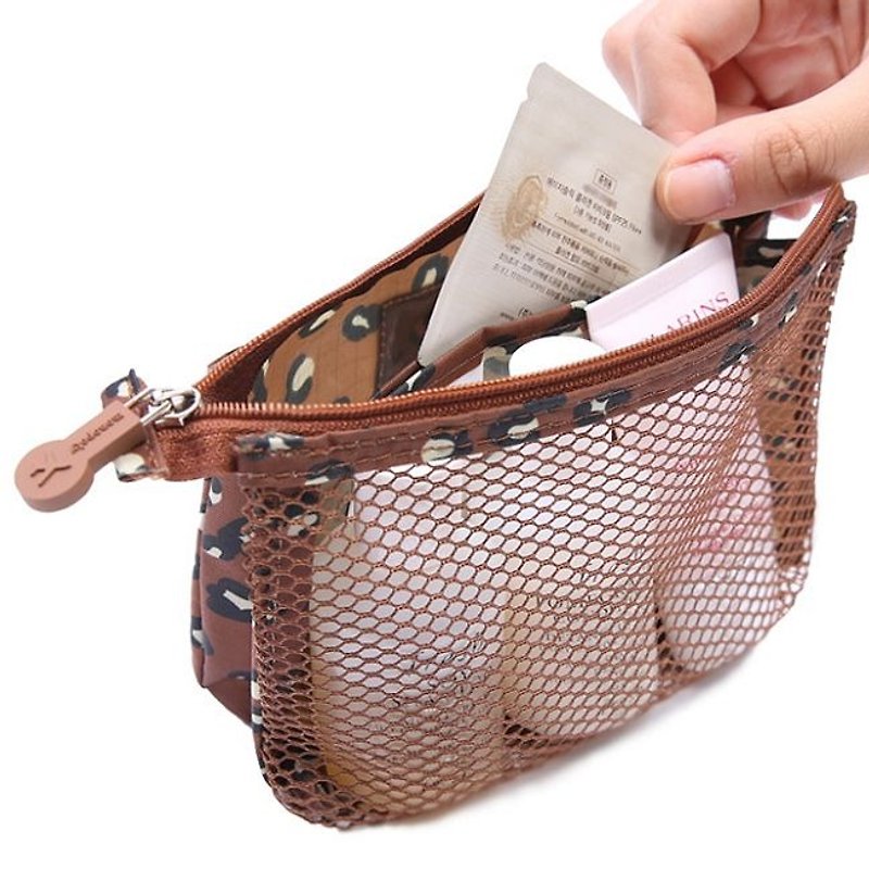 MPL5折-旅行收納pattern網格萬用包S-豹紋棕,MPL24475 - 化妝袋/收納袋 - 塑膠 咖啡色