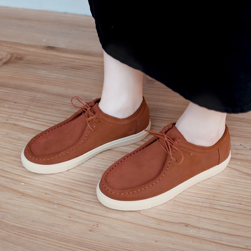 Everyday Waterproof! Outer Stitch Soft Leather Kangaroo Shoes Cream Sole MIT Full Leather - Vermilion - รองเท้าลำลองผู้หญิง - หนังแท้ สีแดง