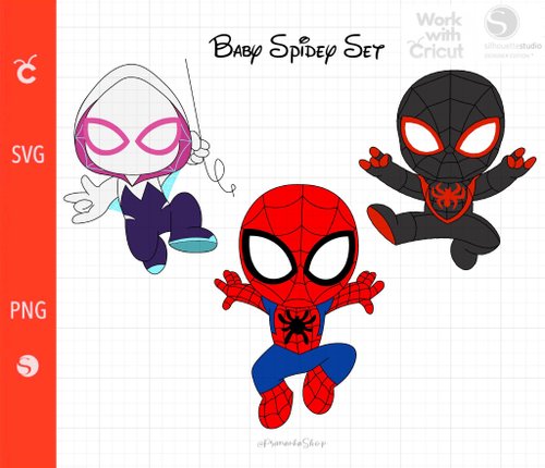 3 Baby Spidey Superhero Svg cut file, Ghost Spider svg, Baby Spiderman ...