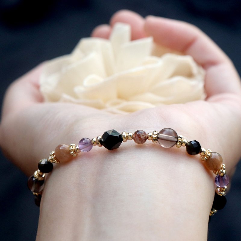 Crystal Bracelet - Black Gold Super Seven - Citrine - Obsidian - Amethyst - Prosperous Business - Lucky - สร้อยข้อมือ - คริสตัล หลากหลายสี