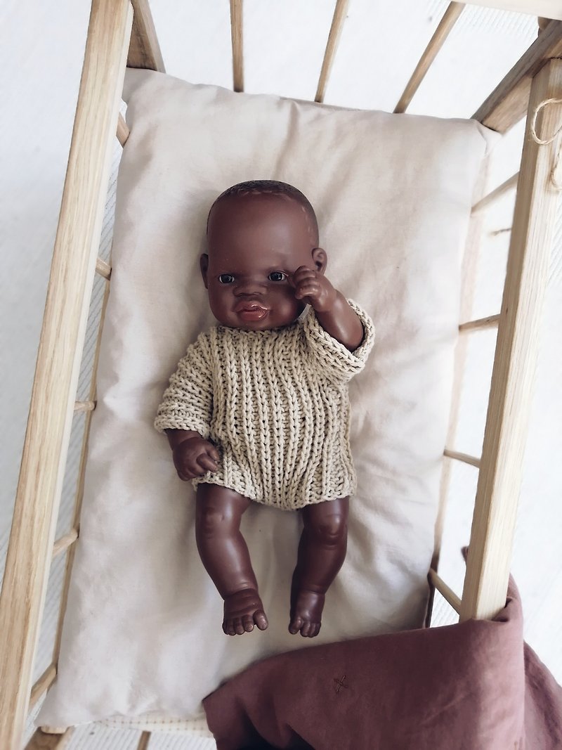 Knitted romper for Miniland 32 cm (12,5 inch) / Miniland 32 cm doll clothes - Kids' Toys - Cotton & Hemp Khaki