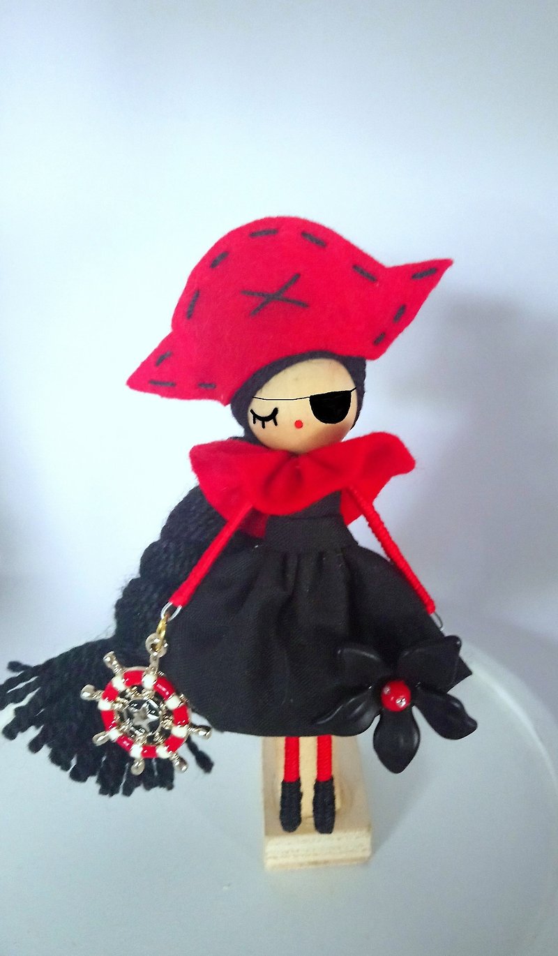 Pirate brooch doll - Brooches - Wood Black