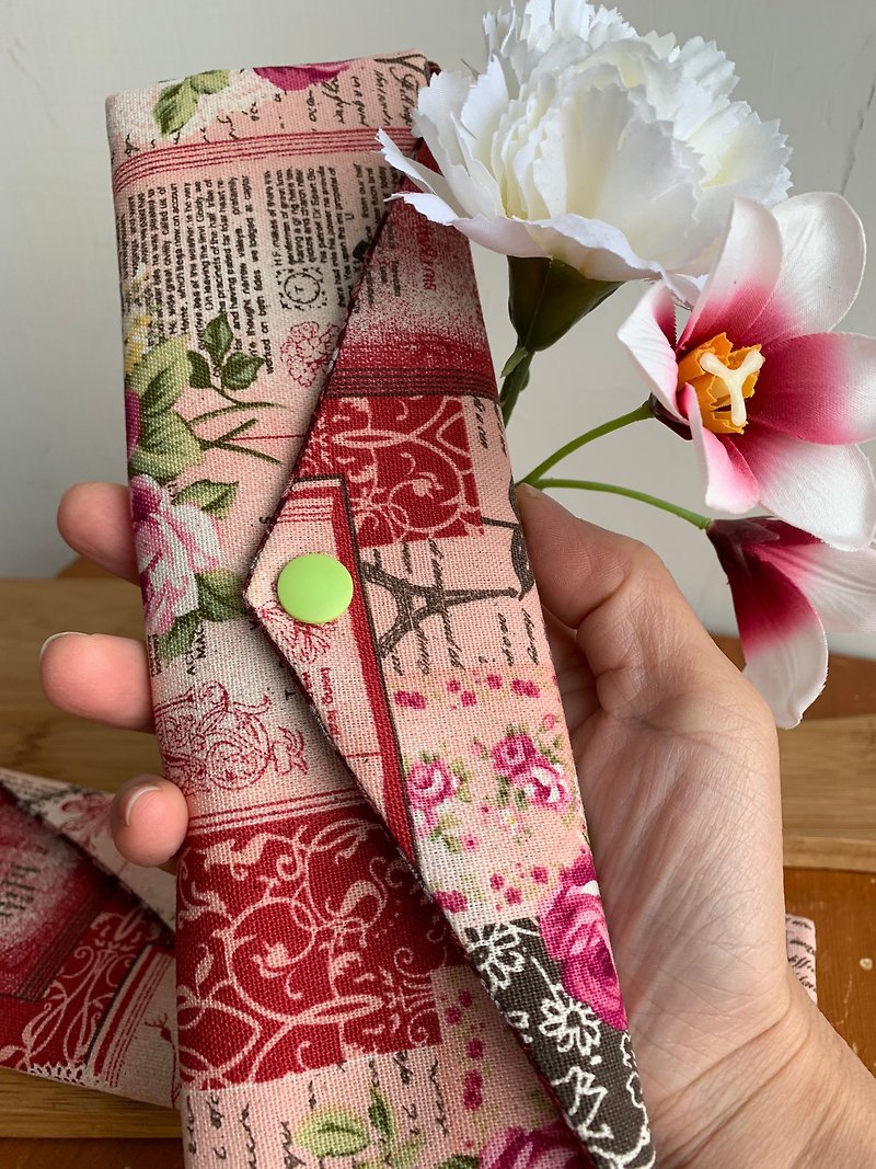 Wenqingfeng environmentally friendly chopsticks bag romantic rose hand-made tableware bag. Exchange gifts. - Storage - Cotton & Hemp Red