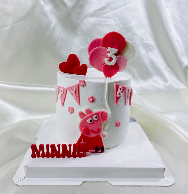 Peppa Pig Cake Birthday Cake Customized Dessert One Month Wedding Baby 4 6 Inch Face-to-Face - เค้กและของหวาน - อาหารสด สึชมพู