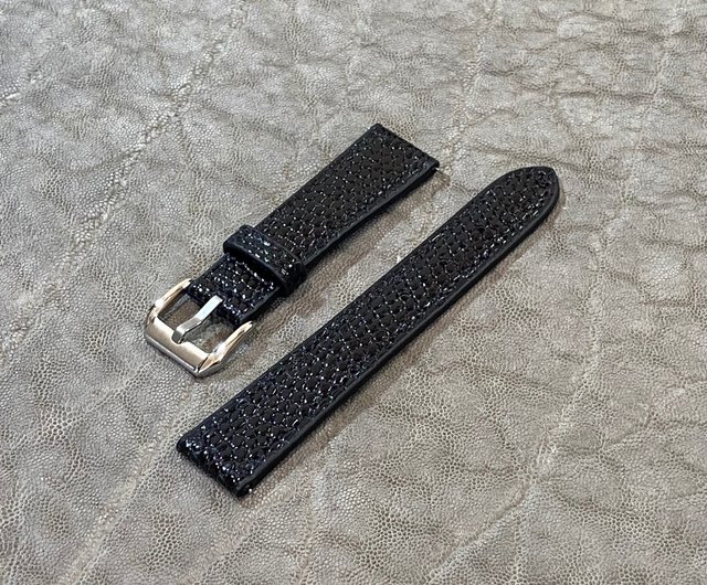 ✏️HF　時計ベルト・オーダー製作 オーダーメイド専用・リザードの時計ベルト ブラック 18mm-16mm