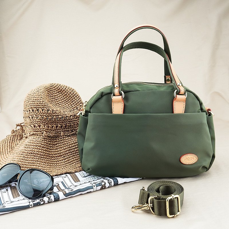 Casual all-match portable cross-body bag dual-use nylon small square bag (green) - Messenger Bags & Sling Bags - Nylon Green