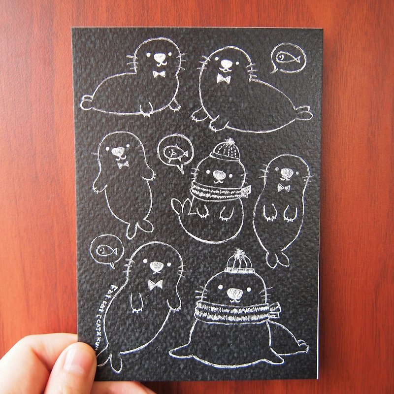 Postcard -- seal - การ์ด/โปสการ์ด - กระดาษ สีดำ
