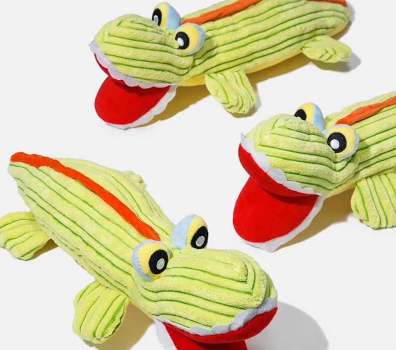 【愛心鱷魚】小型犬/耐咬磨牙發聲毛絨玩具 - 貓/狗玩具 - 其他材質 綠色