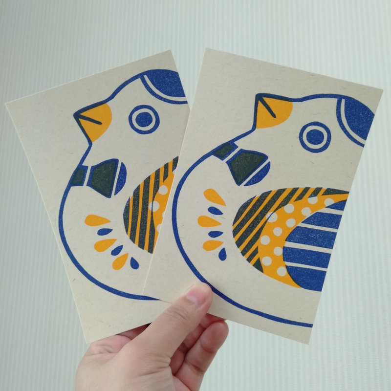 鳩ポストカード2枚セット - 卡片/明信片 - 紙 藍色