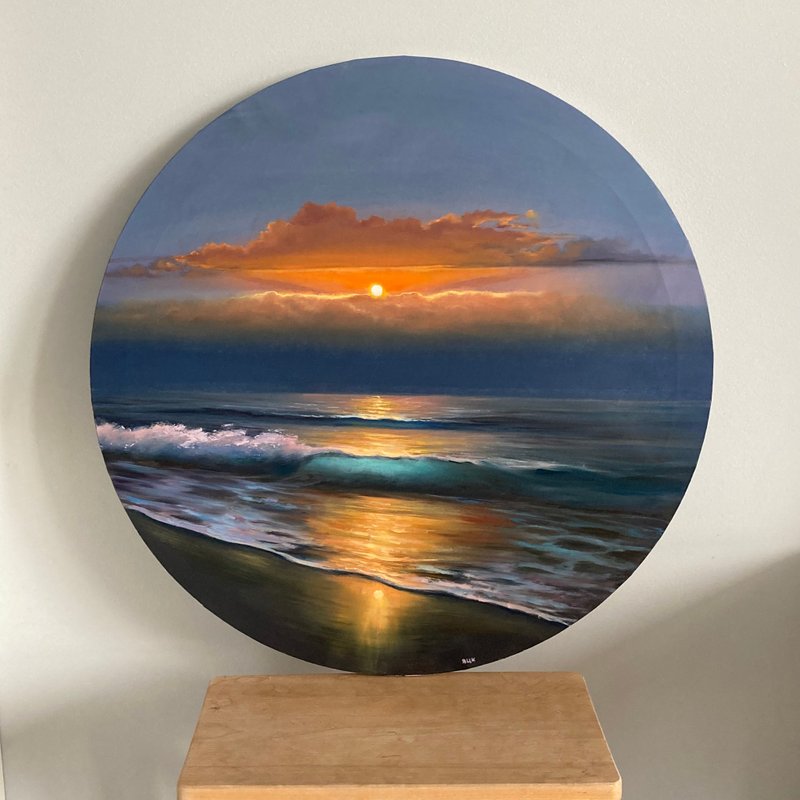 Original Sunset Painting, Oil Painting On Canvas, Peaceful Painting, 油画, 日落画 - 壁貼/牆壁裝飾 - 棉．麻 橘色
